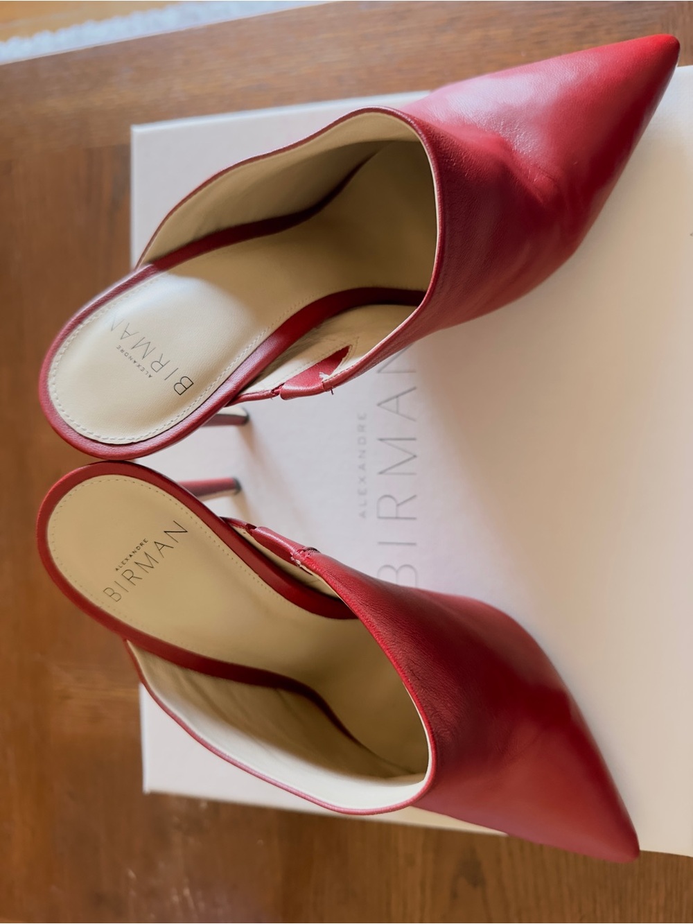 Alexandre Birman Red Leather Pointed-Toe Mule shoe 👠